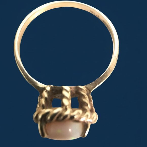 Fire Opal 10k Gold Women's Small Size 3 Ring Vintage 1980s - Picture 8 of 10